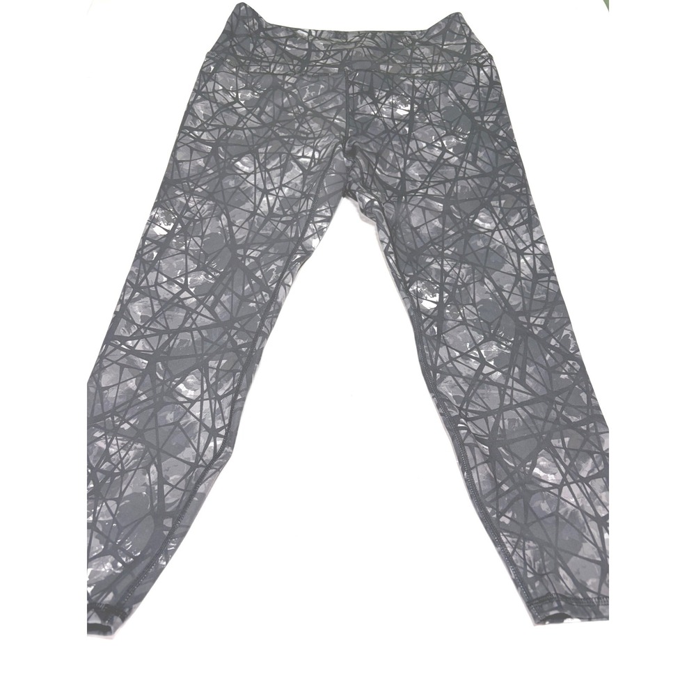 Spyder Active Womens XL Leggings Black Grey Geometric Abstract Print Yoga Pants
